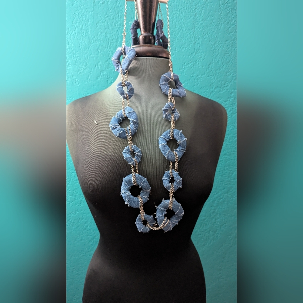 Blue Fabric Necklace